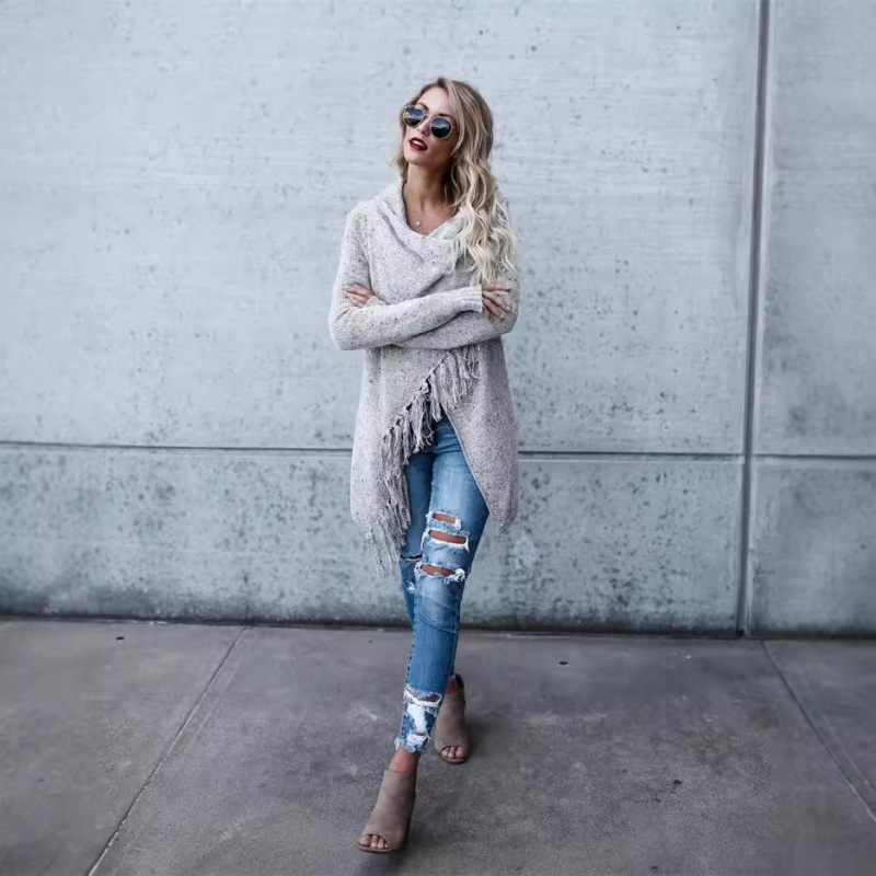 2025 Ευρωπαϊκή και Αμερικανική Εξαγωγή Νέα Aliexpress Μεσαίου Μήκους Λεπτή Μόδα Κομψή Su Diagonal Line Πουλόβερ για Γυναίκες