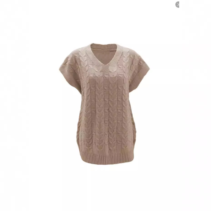 2024 tavaszi és őszi, határokon átnyúló Amazon külkereskedelmi divatos ujjatlan, zsinóros, magas nyakú mellény, kötött, laza pulóver nőknek