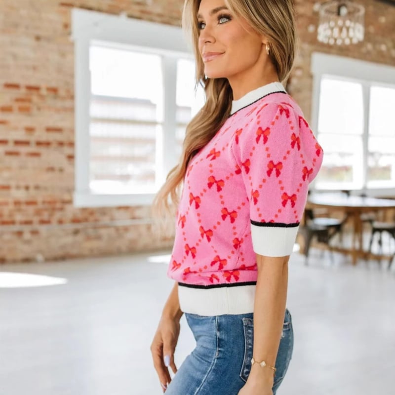 Γυναικείο πουλόβερ Amazon Cross-Border με στρογγυλή λαιμόκοψη και φιόγκο 2025, κομψό και ευέλικτο, ευρωπαϊκό και αμερικανικό στυλ, ανοιξιάτικη νέα άφιξη