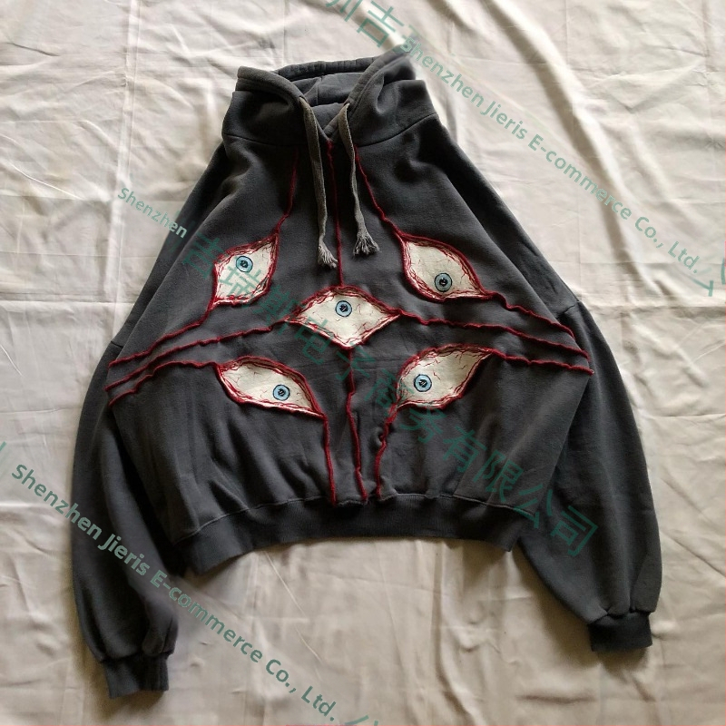 Harajuku Devil`s Eye tikandiga kapuutsiga naiste Ameerika retro tänava y2g topp gooti punk tänavariietus