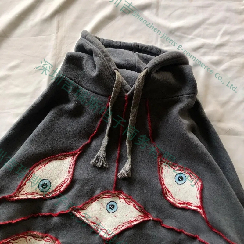 Dámska mikina s výšivkou Harajuku Devil's Eye, americký retro street top, gothic punk streetwear