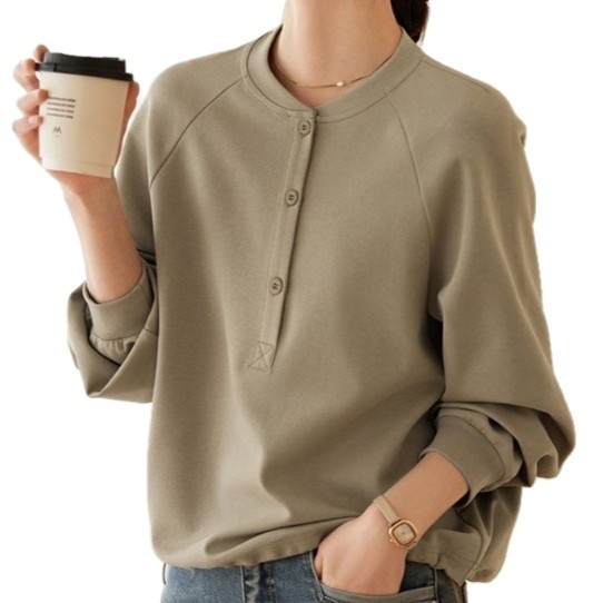 Απλή Φούτερ με Μακρυμάνικο Φούτερ Άνοιξη και Φθινόπωρο 2024, Νέα, Γυναικεία Μπλούζα με Στρογγυλή Λαιμόκοψη, Κορεάτικο Στυλ, Casual και Χαλαρό Σχεδιασμό