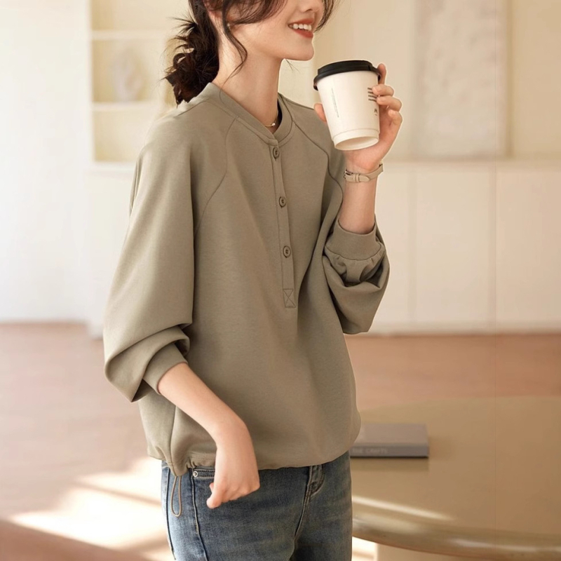 Απλή Φούτερ με Μακρυμάνικο Φούτερ Άνοιξη και Φθινόπωρο 2024, Νέα, Γυναικεία Μπλούζα με Στρογγυλή Λαιμόκοψη, Κορεάτικο Στυλ, Casual και Χαλαρό Σχεδιασμό