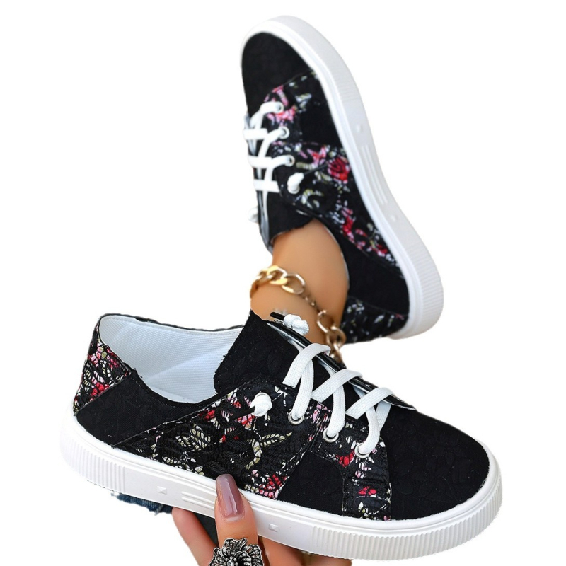 Tavaszi és őszi új, határokon átnyúló, plus size külkereskedelmi lapos, fűzős, kerek fejű, hímzett vászoncipők, alkalmi cipők, női nagykereskedelem