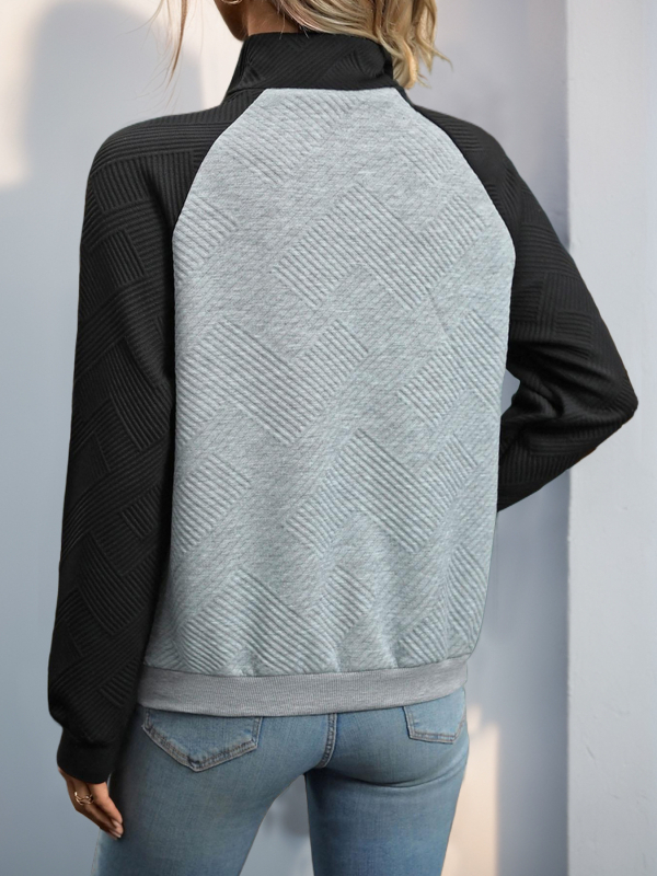 Amazon Európa és az Egyesült Államok határokon átnyúló színes varrású, állógalléros pulóver, lezser, sokoldalú textúrájú őszi pulóver felső.