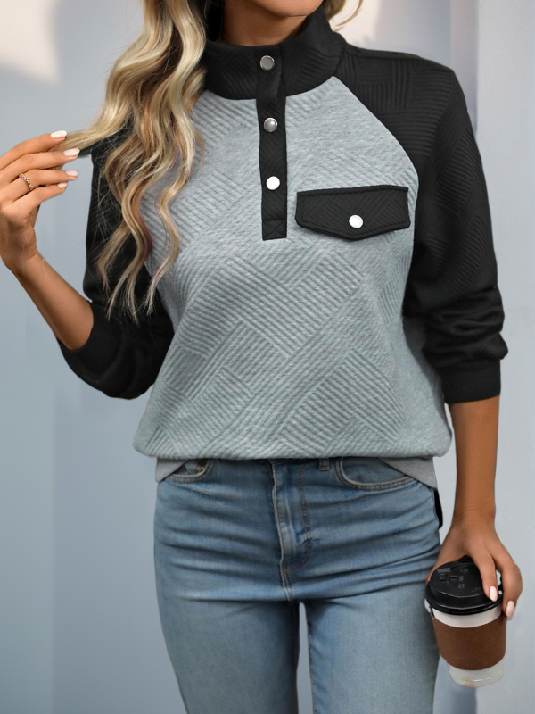 Amazon Európa és az Egyesült Államok határokon átnyúló színes varrású, állógalléros pulóver, lezser, sokoldalú textúrájú őszi pulóver felső.