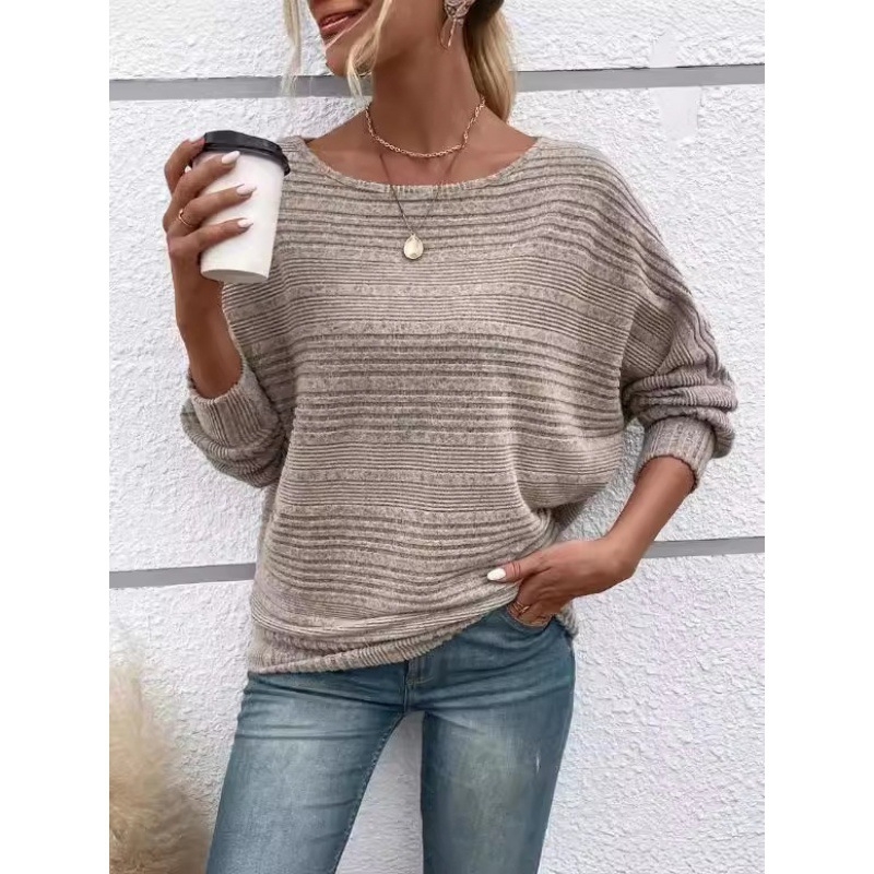 2024 tavaszi és nyári új Amazon európai és amerikai határokon átnyúló külkereskedelmi női pulóver, laza, denevérujjas, hétköznapi, minden mérkőzésre alkalmas felső.