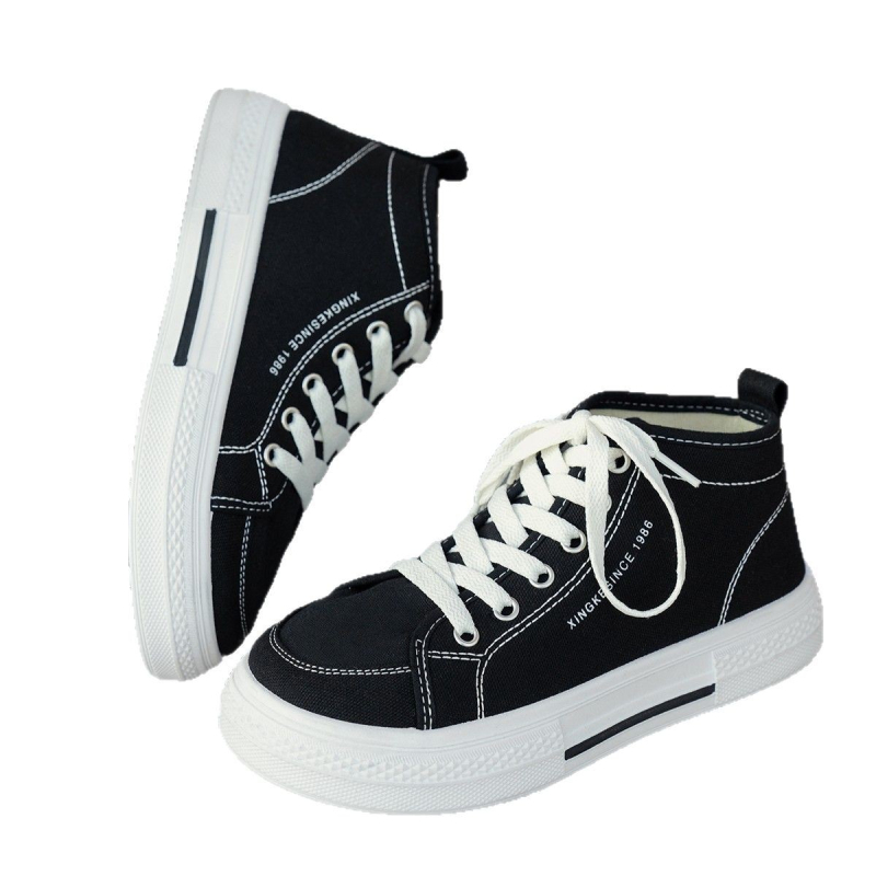 Koledžas stila retro vidēja augstuma audekla apavi sievietēm ar biezu zoli 2025. gada rudens jaunās sporta kurpes ar biezu zoli, elpojošas, modernas kedas