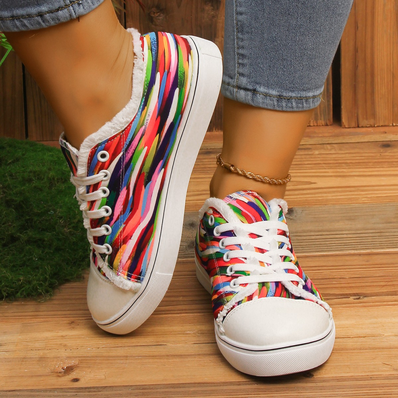 Pārrobežu plus izmēra audekla kurpes 2024. gada pavasarī, jaunas zemas kurpes ar rokām apgleznotas burvju grafiti audekla kurpes