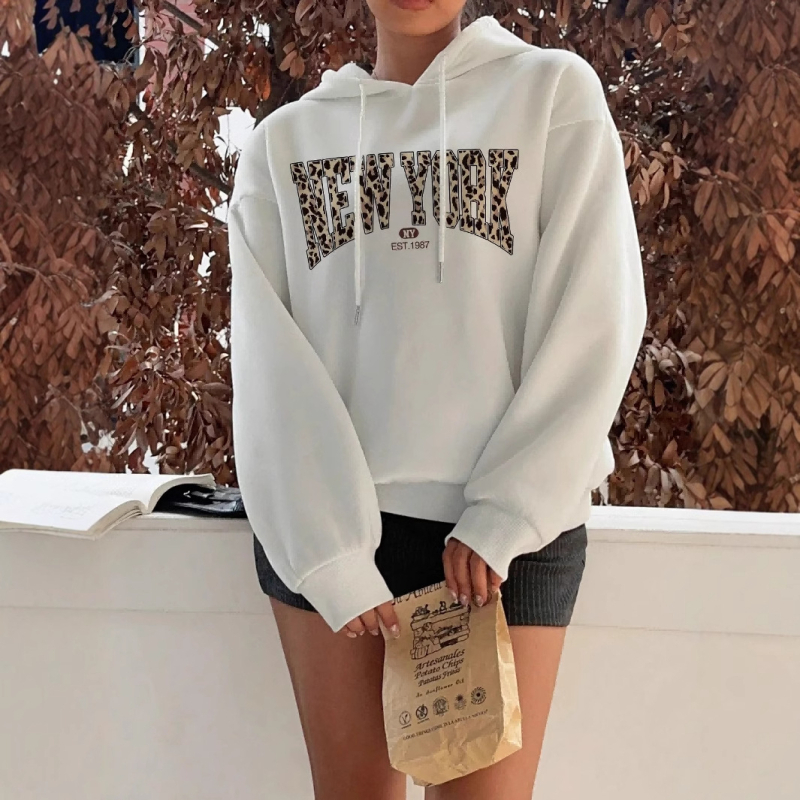 Határokon átnyúló, új betűs mintás kapucnis pulóver őszi-téli laza felsővel, New York-i őszi-téli, minden mérkőzésre alkalmas pulóver