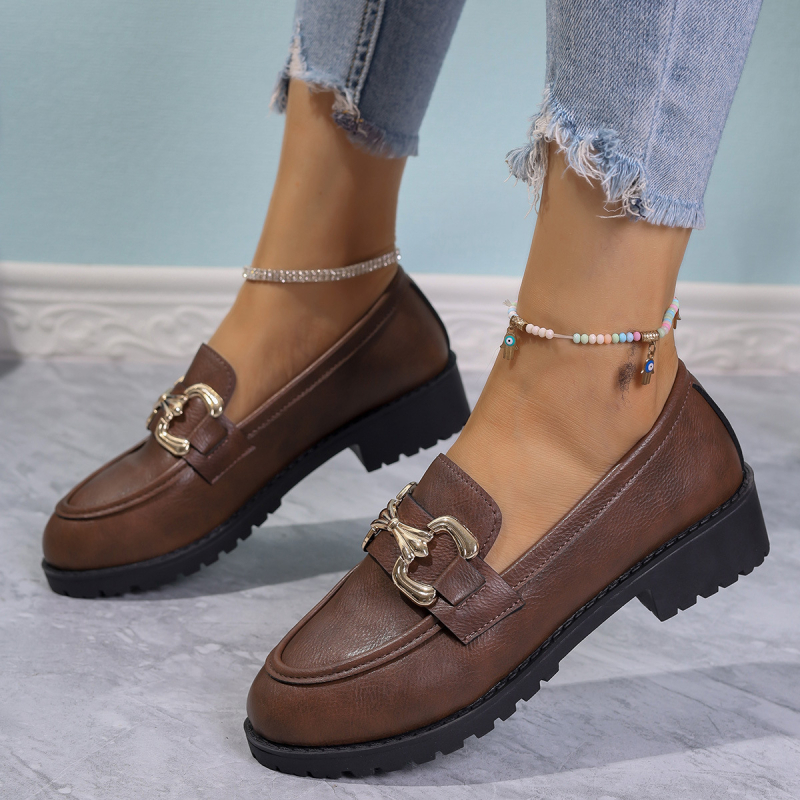 Cipőcsat Gyöngy Kiegészítők Brit Stílusú Vastag Aljú Mokaszinók Új Stílusú Külkereskedelmi Női Cipők Divat Vastag Aljú Női Cipők