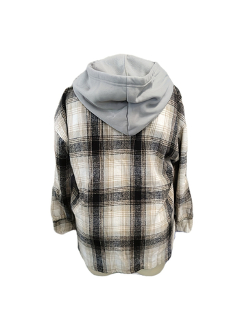 Ευρωπαϊκό και αμερικανικό εξωτερικό εμπόριο μεγάλων μεγεθών Γυναικείο φούτερ με καρό ράψιμο, μακρυμάνικο τοπ με κουκούλα