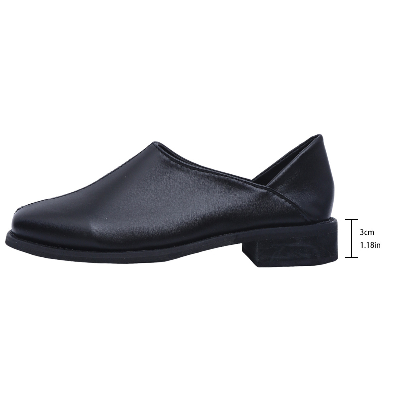 2025 Tavaszi és őszi új brit stílusú retró egyszínű kis bőrcipők szögletes orrú bebújós dupla viseletű szögletes sarok alacsony sarkú női egyrétegű cipők