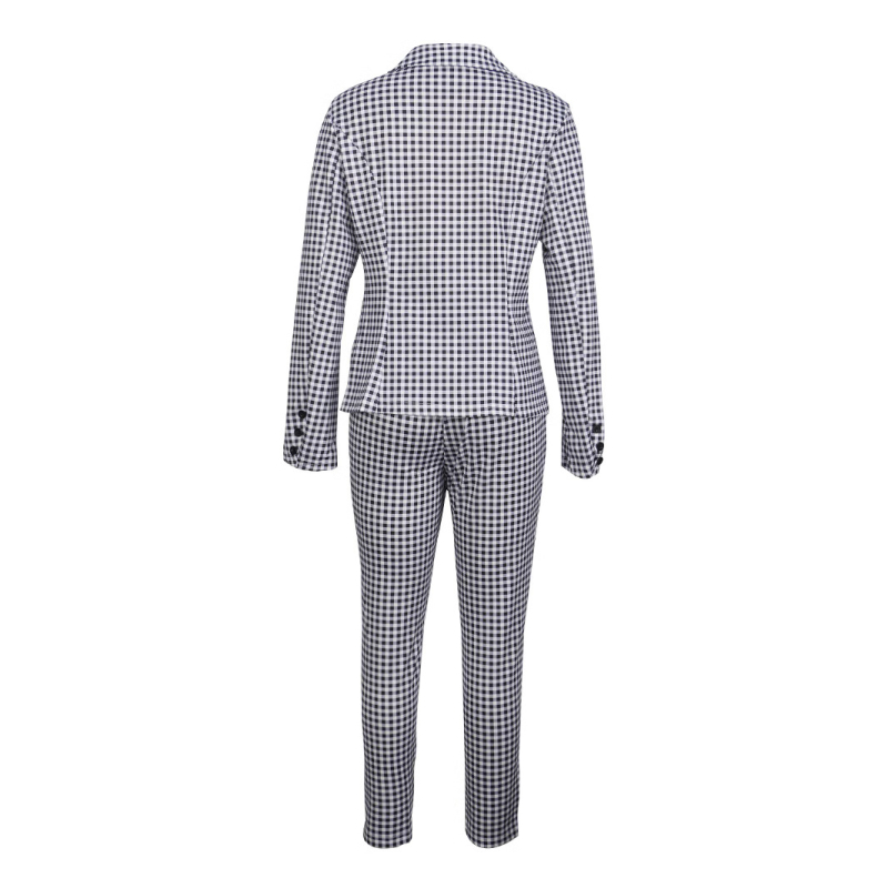 Ευρωπαϊκή και αμερικανική γυναικεία ένδυση 2025 Νέο casual κομψό καρό κομψό επαγγελματικό κοστούμι με πέτο, μοντέρνο παντελόνι με στενή εφαρμογή