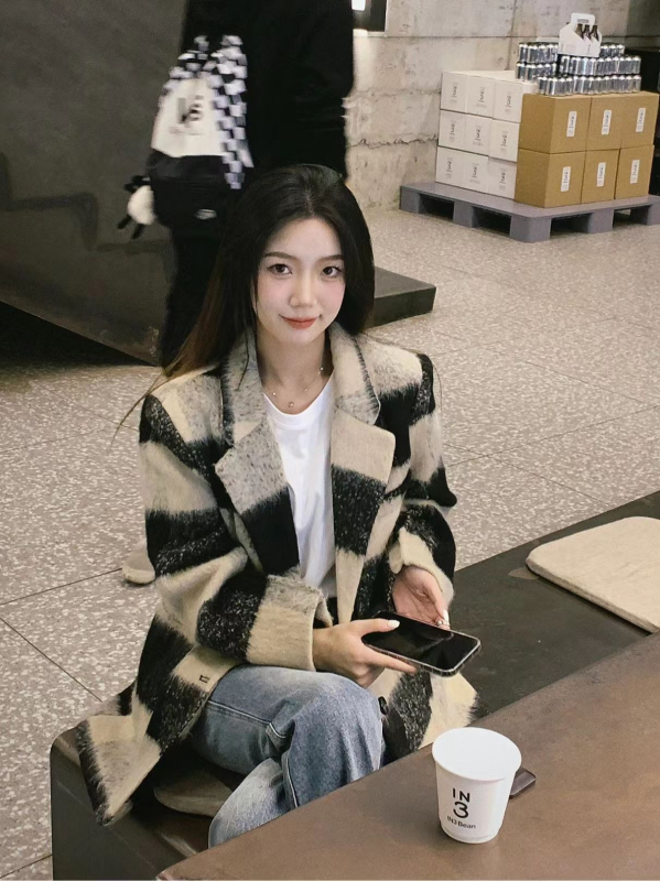 Φθινοπωρινά και Χειμερινά Ρούχα Royal Sister σε Στυλ Αλατιού για Μικρά Άτομα, Υψηλής Ποιότητας Μικρά Αρωματικά Μάλλινα Πανωφόρια, Κορεάτικα Καρό Πανωφόρια με Ηρωίδες Δράματος, Μοντέρνα