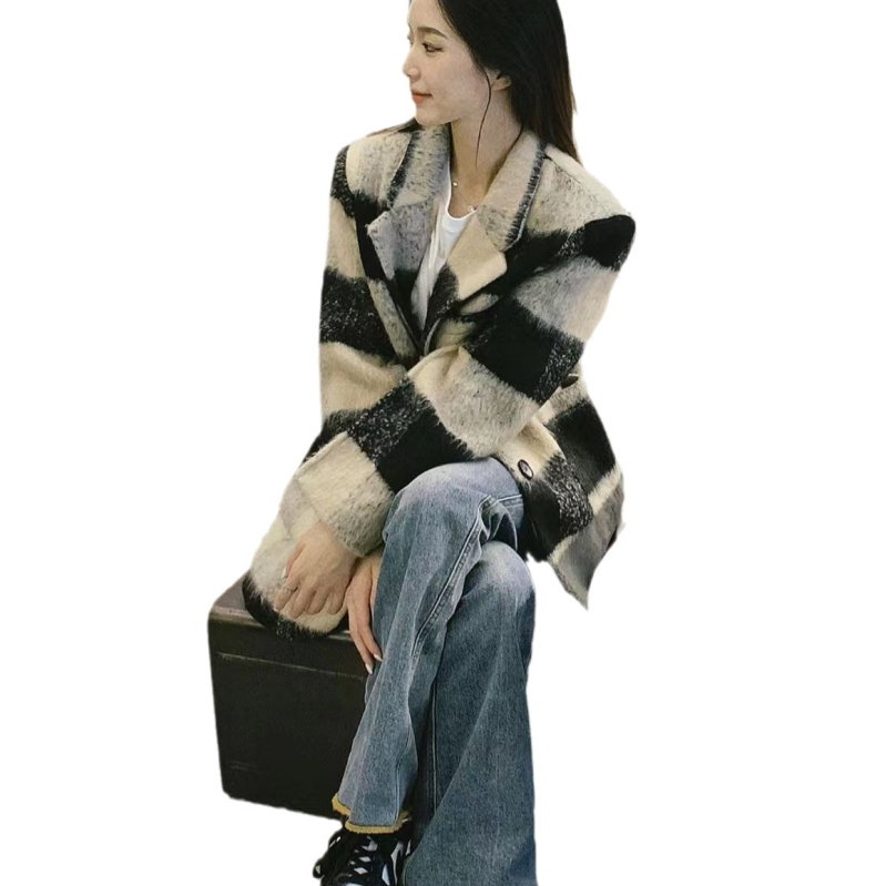 Φθινοπωρινά και Χειμερινά Ρούχα Royal Sister σε Στυλ Αλατιού για Μικρά Άτομα, Υψηλής Ποιότητας Μικρά Αρωματικά Μάλλινα Πανωφόρια, Κορεάτικα Καρό Πανωφόρια με Ηρωίδες Δράματος, Μοντέρνα