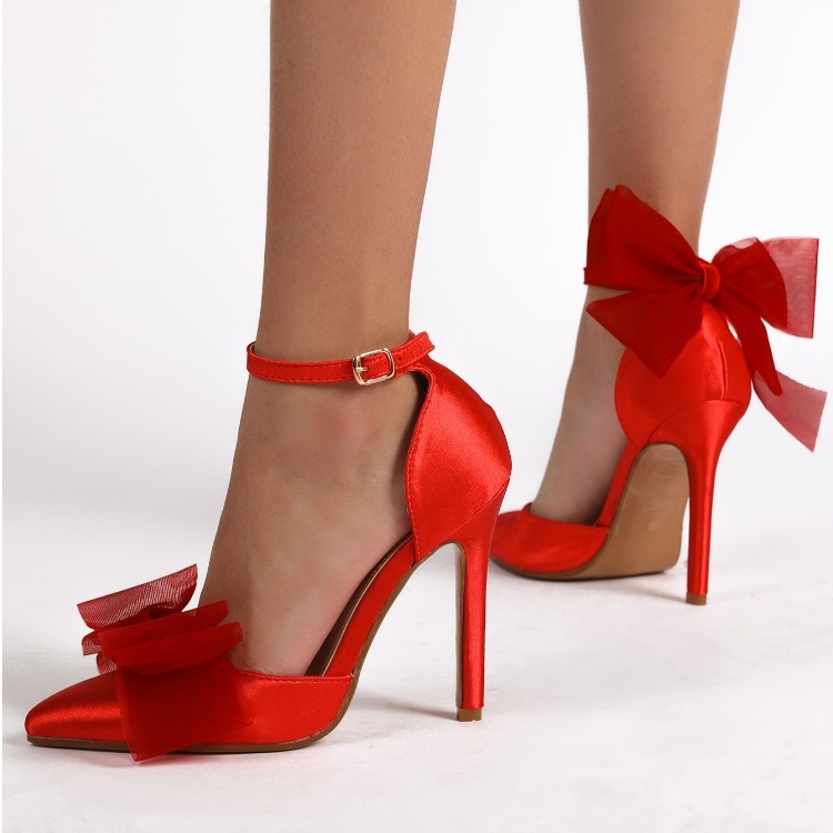 2022 tavaszi sekély sarkú női hegyes üreges cipők divatos egyszínű cipők masnis szandálok bankett cipők 35-42 méret