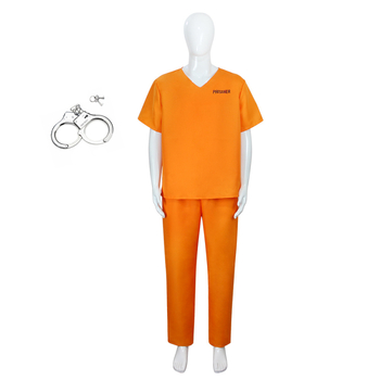 Хелоуин оранжев затворнически костюм за възрастни, затворническа униформа, затворническа униформа, костюм на затворник, ролева игра, детска затворническа униформа