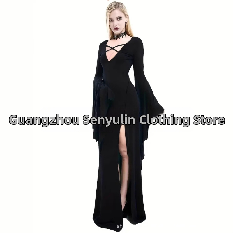 Ευρωπαϊκή και αμερικανική νέα τσάντα για πάρτι με βαθύ ντεκολτέ και V στο γόνατο, σέξι φούστα με ουρά ψαριού, μακρύ φόρεμα