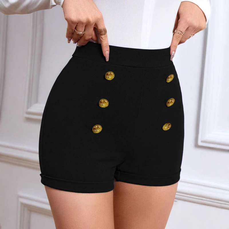 Amazon Διασυνοριακά Ευρωπαϊκά και Αμερικανικά Νέα Γυναικεία Ρούχα, Κομψά Σορτς Μεγάλου Μεγέθους σε Καθαρό Χρώμα