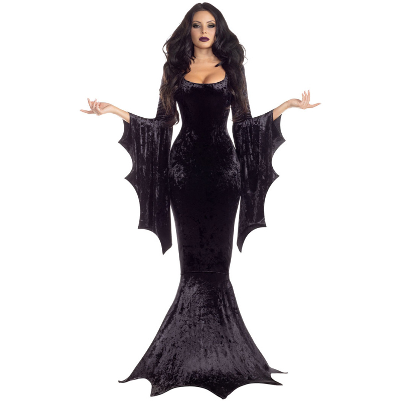 S-XL Helovīna sikspārņu raganas spoka līgavas kostīms gotikas raganas vampīra maskarādes garā kleita, izrādes apģērbs