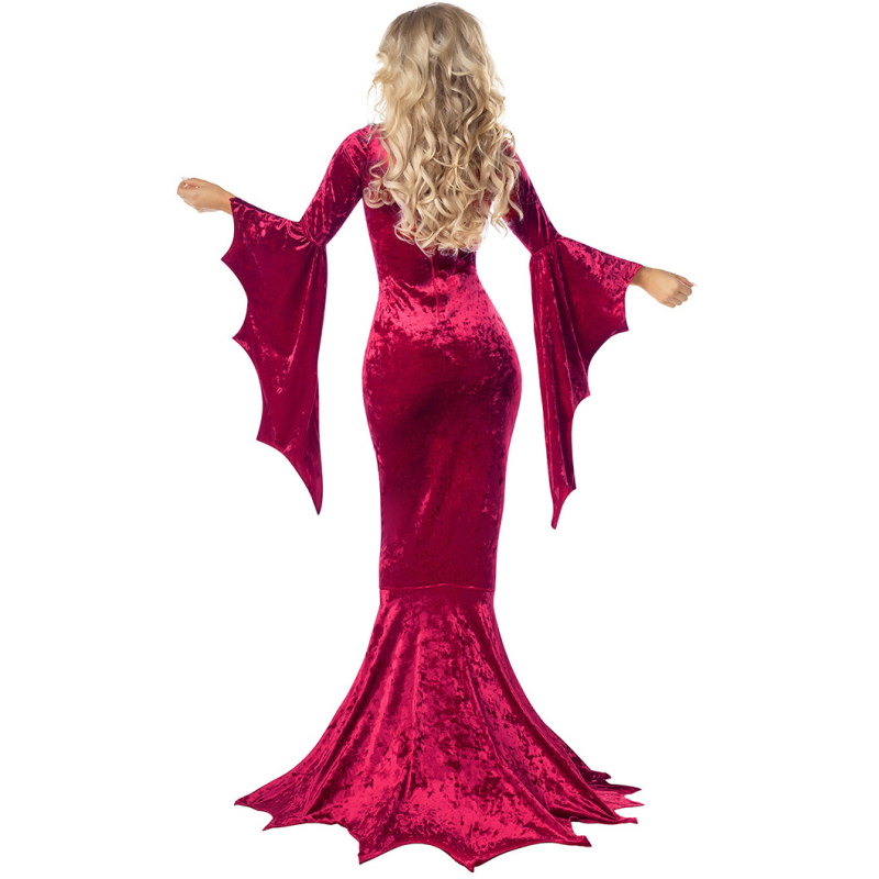 S-XL Хелоуин костюм на вещица прилеп, булка-призрак, готическа вещица, вампир, маскарадна дълга рокля, облекло за представления