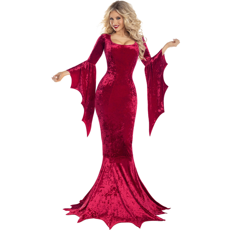 S-XL Хелоуин костюм на вещица прилеп, булка-призрак, готическа вещица, вампир, маскарадна дълга рокля, облекло за представления