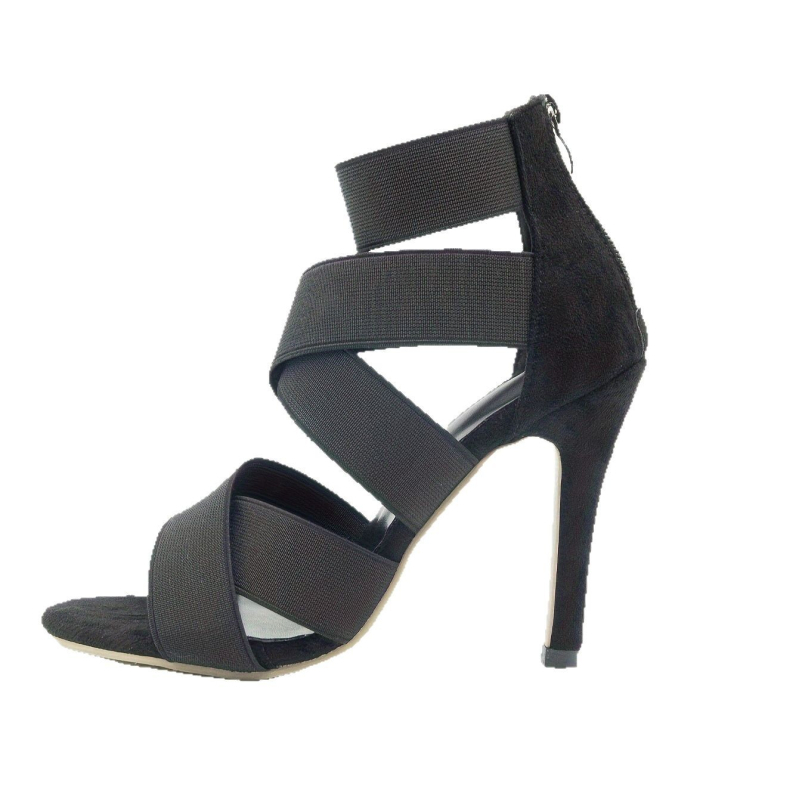 Καλοκαίρι 2025 Plus Size Μονόχρωμα Πίσω Φερμουάρ με Σταυρωτή Φαρδιά Λωρίδα Σέξι Ψηλοτάκουνα Σανδάλια Διασυνοριακό Εξωτερικό Εμπόριο