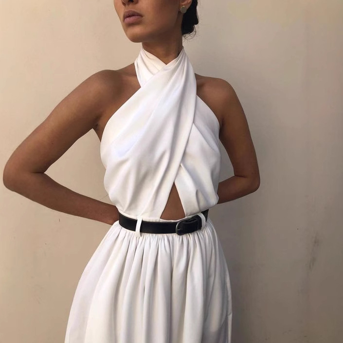 2022 Ευρωπαϊκό και Αμερικανικό Εξωτερικό Εμπόριο Νέα Γυναικεία Ευχή Dunhuang Σέξι Αμάνικο Παντελόνι με Ανοιχτή Πλάτη και Άνοιγμα Μανικιών