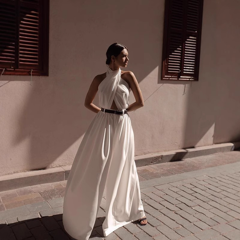 2022 Ευρωπαϊκό και Αμερικανικό Εξωτερικό Εμπόριο Νέα Γυναικεία Ευχή Dunhuang Σέξι Αμάνικο Παντελόνι με Ανοιχτή Πλάτη και Άνοιγμα Μανικιών