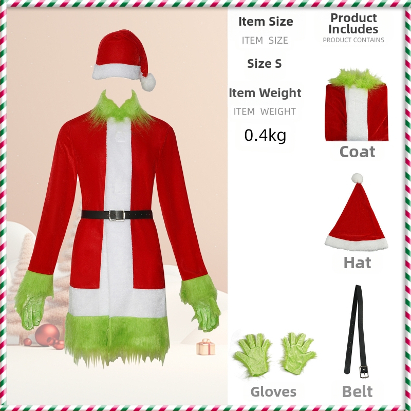 Коледна рокля Cosplay Коледна маскарадна рокля Гринч Гринч за косплей парти сценична рокля