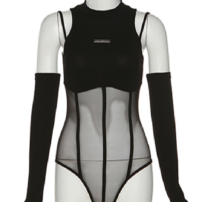 Άνοιξη Κορμάκια με Σετ και Λιμάρισμα Γυναικεία Σέξι Κορίτσια Γλυκό Σέξι Κορίτσια Γυναικείο Στενή Γραμμή Σέξι Κορίτσια T-shirt Mesh Νέο Στυλ Ευρωπαϊκό και Αμερικανικό Σέξι