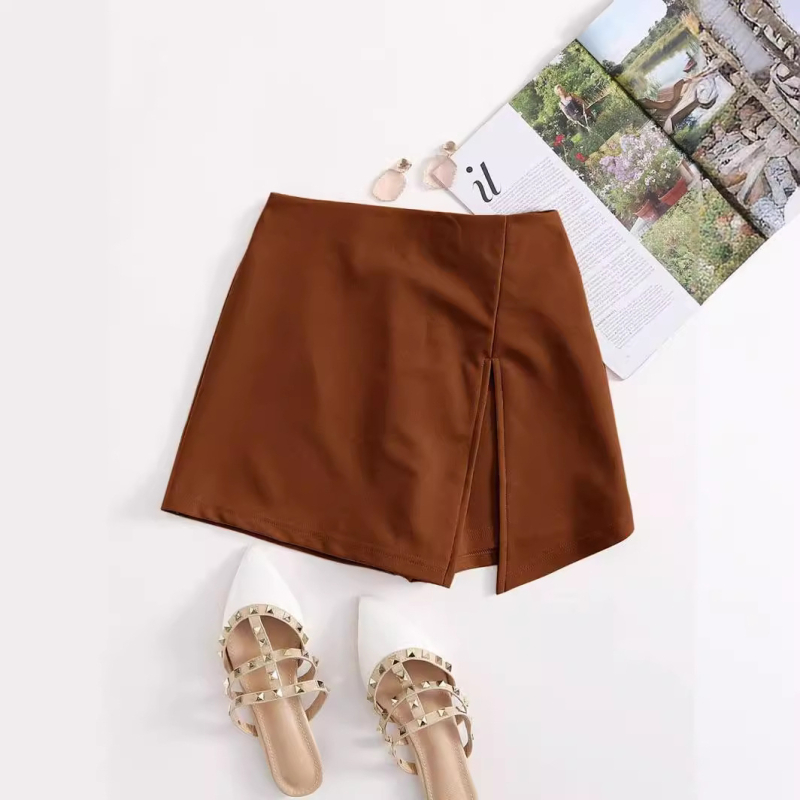 2024 διασυνοριακό εξωτερικό εμπόριο εκρήξεις Amazon γυναικεία ελαστική μέση μίνι σορτς με σχισμένο τελείωμα κοντή φούστα παντελόνι