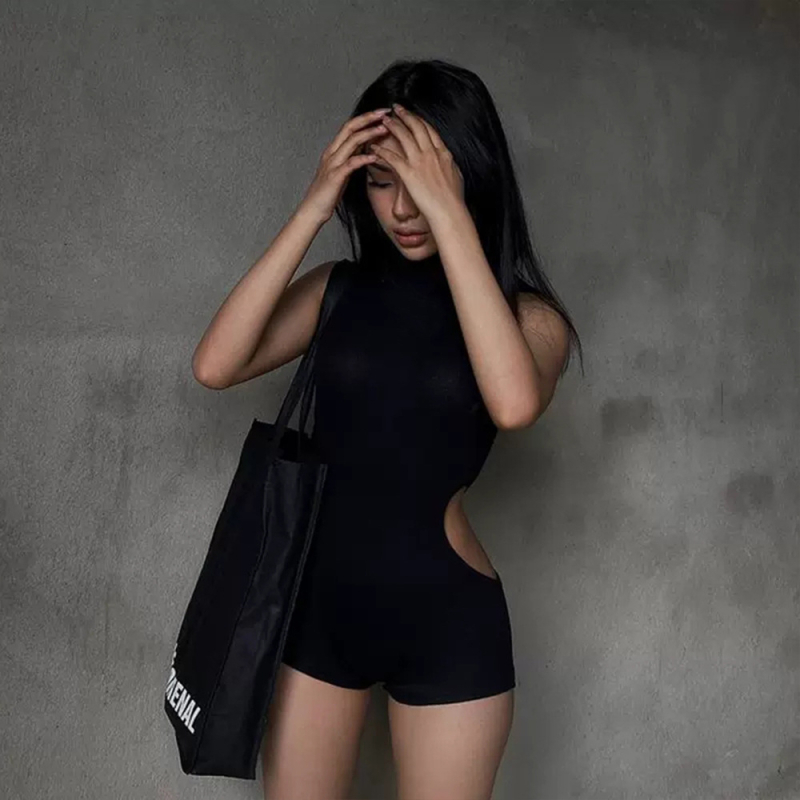 Édes és fűszeres stílusú, feszes, hárompontos overál, nyári, új, magas derekú, kivágott, niche karcsú fitnesznadrág nőknek