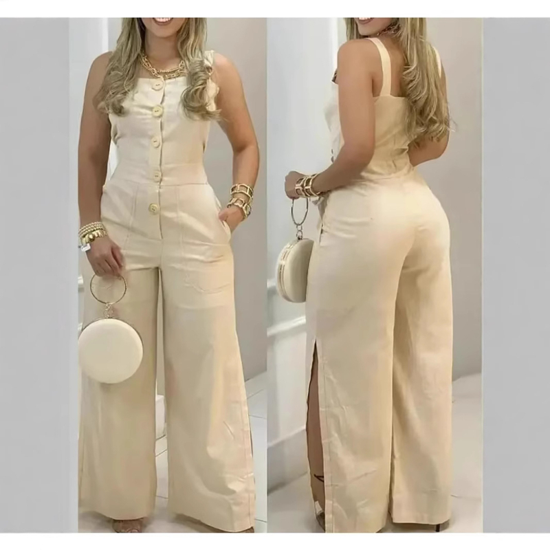 Pārrobežu sieviešu apģērbs Eiropas un Amerikas Amazon Elegants sieviešu apģērbs Temperaments Bezpiedurkņu Eiropas un Amerikas apģērbs Veste Jumpsuit Platas kājas bikses