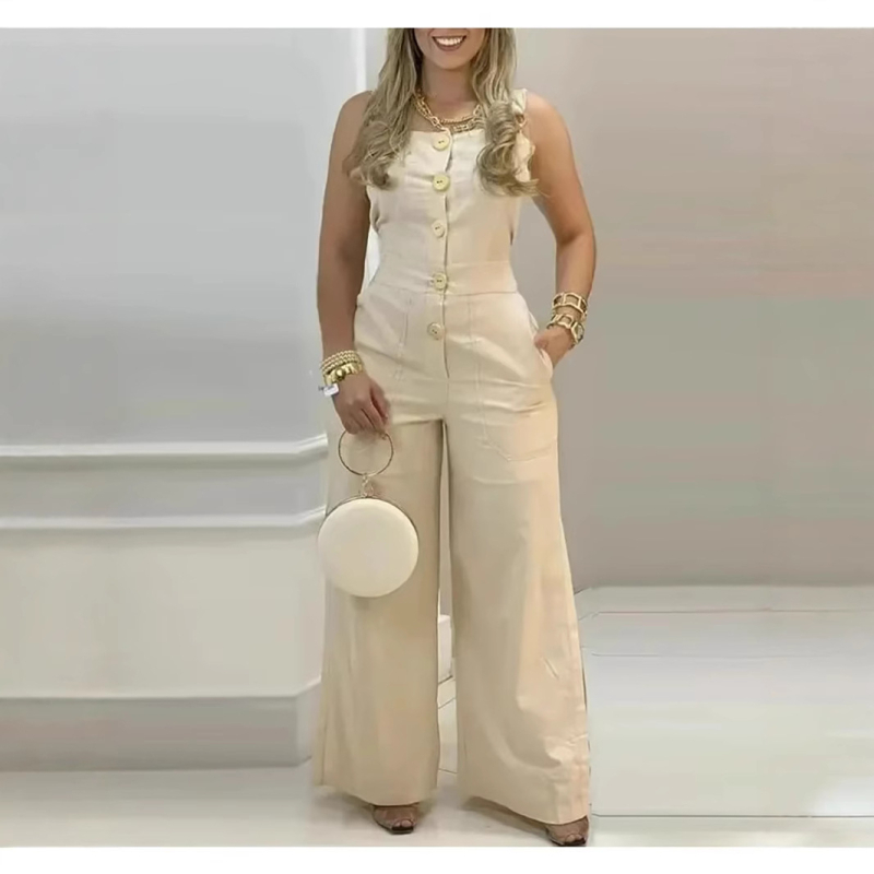 Διασυνοριακά Γυναικεία Ρούχα Ευρωπαϊκά και Αμερικανικά Amazon Elegant Γυναικεία Ρούχα Temperament Αμάνικα Ευρωπαϊκά και Αμερικανικά Ρούχα Γιλέκο Ολόσωμη Φόρμα Παντελόνι με Φαρδιά Πόδια