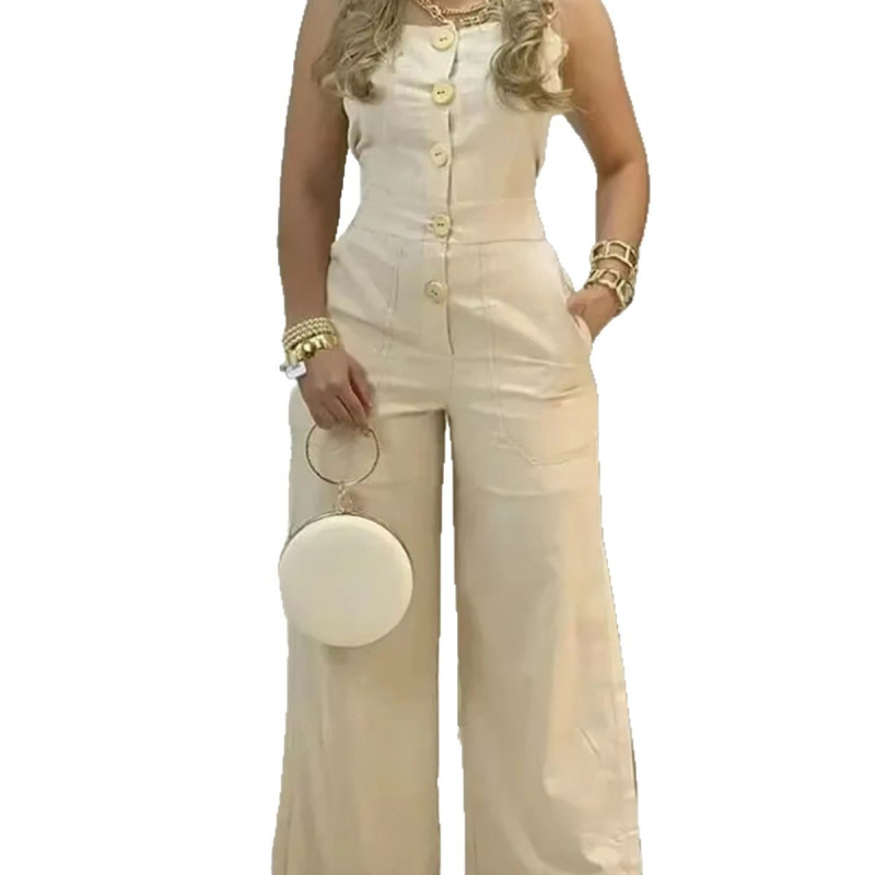 Διασυνοριακά Γυναικεία Ρούχα Ευρωπαϊκά και Αμερικανικά Amazon Elegant Γυναικεία Ρούχα Temperament Αμάνικα Ευρωπαϊκά και Αμερικανικά Ρούχα Γιλέκο Ολόσωμη Φόρμα Παντελόνι με Φαρδιά Πόδια