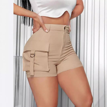 Καλοκαιρινό Cross-Border Amazon New Γυναικείο Casual Στενή Εφαρμογή Ψηλόμεσο Παντελόνι με Πλαϊνές Τσέπες και Φτερά, Σορτς με Τσέπες Independent Station 2025