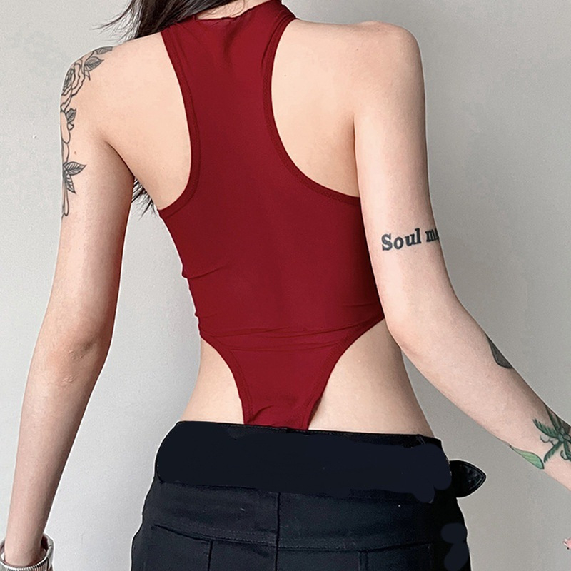 Νέο προϊόν για το χειμώνα του 2024, εξατομικευμένη ολόσωμη φόρμα με γλυκιά και πικάντικη γάζα και ελαφρώς ημιδιαφανή μέση, στενή, με σχέδιο Dropshipping