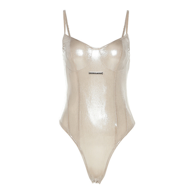 2024 m. europietiško ir amerikietiško stiliaus, tarpvalstybinis, vasarinis, naujas moteriškas, vienspalvis, plonas, gatvės mados, seksualus, be nugaros kombinezonas su dirželiu.