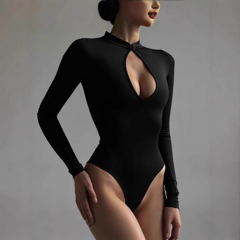 Βελτιωμένη Φόρμα Cheongsam με Γυναικεία Φθινοπωρινή Σέξι Ολόσωμη Φόρμα, Γυναικεία, Σέξι, Λεπτή Τοπ με Μακρυμάνικη Βάση και Κούφιο Στήθος