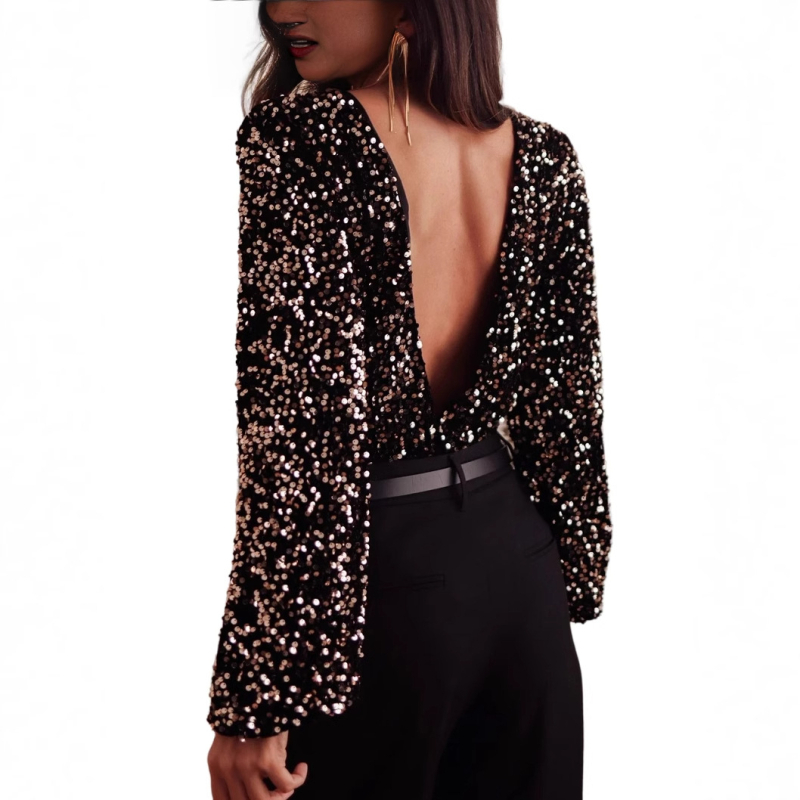 Shiying Φθινοπωρινό Νέο Πουλόβερ με V-Γιακά, Γυναικείο Μπλούζα με Ευρωπαϊκό και Αμερικανικό Σχέδιο, Sense Sequins, Στενή Εφαρμογή, Στενή Εφαρμογή, Γυναικείο Κορμάκι