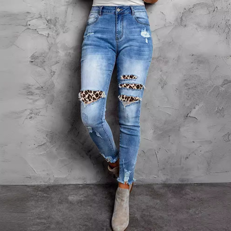 Διασυνοριακός Ανεξάρτητος Σταθμός Amazon 2023 Νέο Ευρωπαϊκό και Αμερικανικό Πλύσιμο Νερού Στενή εφαρμογή Στενή εφαρμογή Σχισμένο παντελόνι από ύφασμα με σκίσιμο στις άκρες Γυναικεία