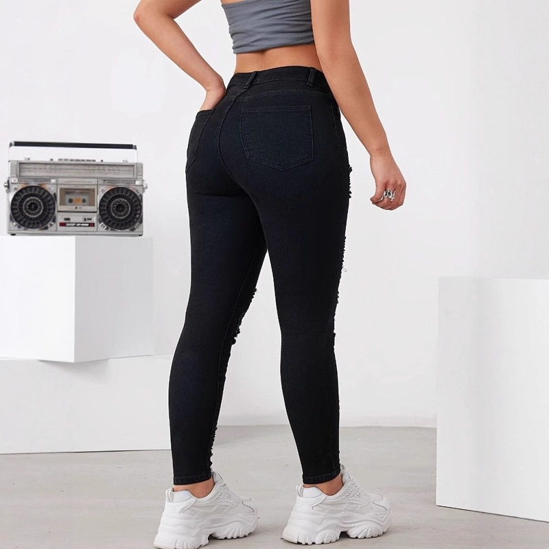 Νέα ψηλόμεσα στενά τζιν της Xintang Denim για γυναίκες, στενή εφαρμογή, εφαρμοστά παντελόνια τύπου pencil με ανόρθωση γλουτών και ελαστικά χαρακτηριστικά για εξαγωγή