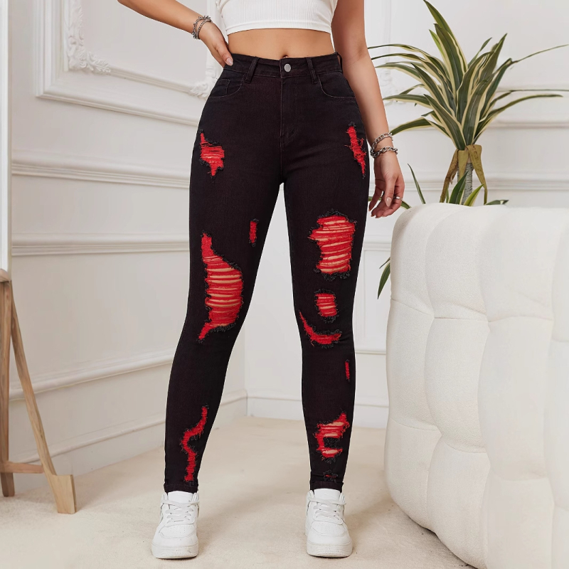 Νέα ψηλόμεσα στενά τζιν της Xintang Denim για γυναίκες, στενή εφαρμογή, εφαρμοστά παντελόνια τύπου pencil με ανόρθωση γλουτών και ελαστικά χαρακτηριστικά για εξαγωγή