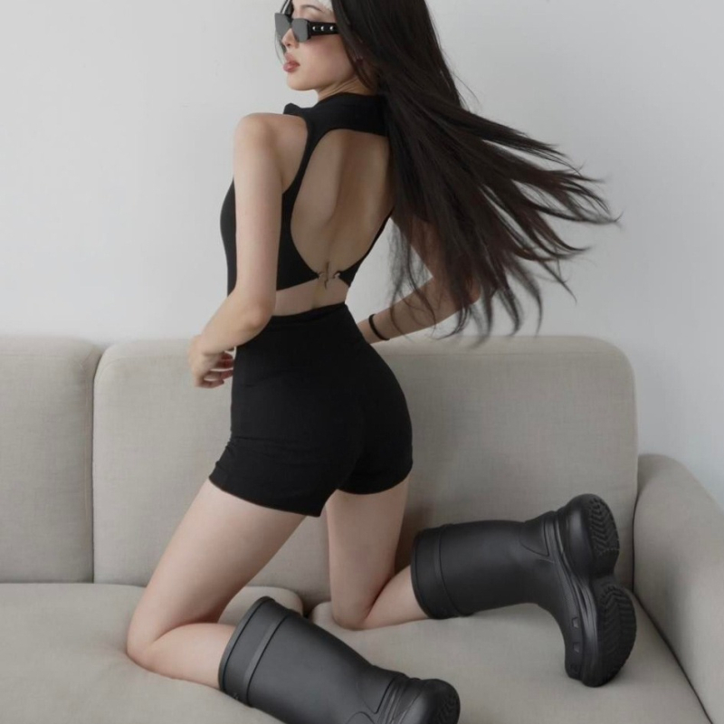 Ευρωπαϊκό και αμερικανικό σορτς ολόσωμης φόρμας με φερμουάρ και πλάτη 2023, φθινοπωρινή στενή εφαρμογή, καυτή κοριτσίστικη σέξι ολόσωμη φόρμα, γυναικεία ρούχα χονδρικής