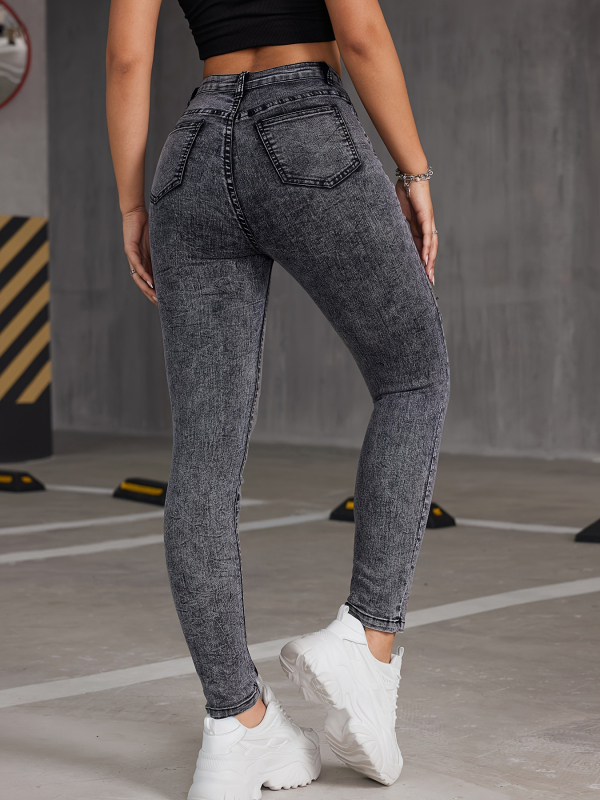 Νέο, ανοιξιάτικο και φθινοπωρινό τζιν παντελόνι με χρωματική αντίθεση, πλυμένο τζιν με σκισίματα, μοντέρνο, casual, all-match, στενό, ελαστικό τζιν για γυναίκες.
