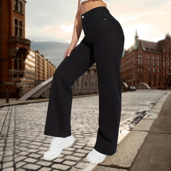 [Spot] Ευρωπαϊκό και Αμερικανικό Εξωτερικό Εμπόριο Διασυνοριακά Τζιν Γυναικεία Μαύρα Κλασικά Ίσια Παντελόνια Τζιν All-match ΤΖΙΝ