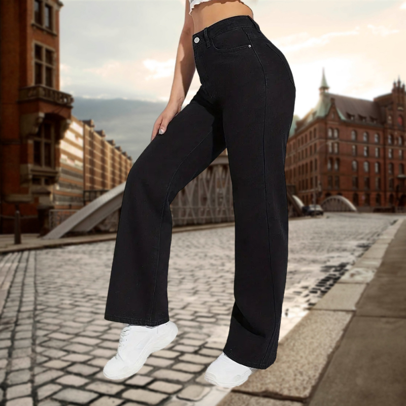[Spot] Ευρωπαϊκό και Αμερικανικό Εξωτερικό Εμπόριο Διασυνοριακά Τζιν Γυναικεία Μαύρα Κλασικά Ίσια Παντελόνια Τζιν All-match ΤΖΙΝ