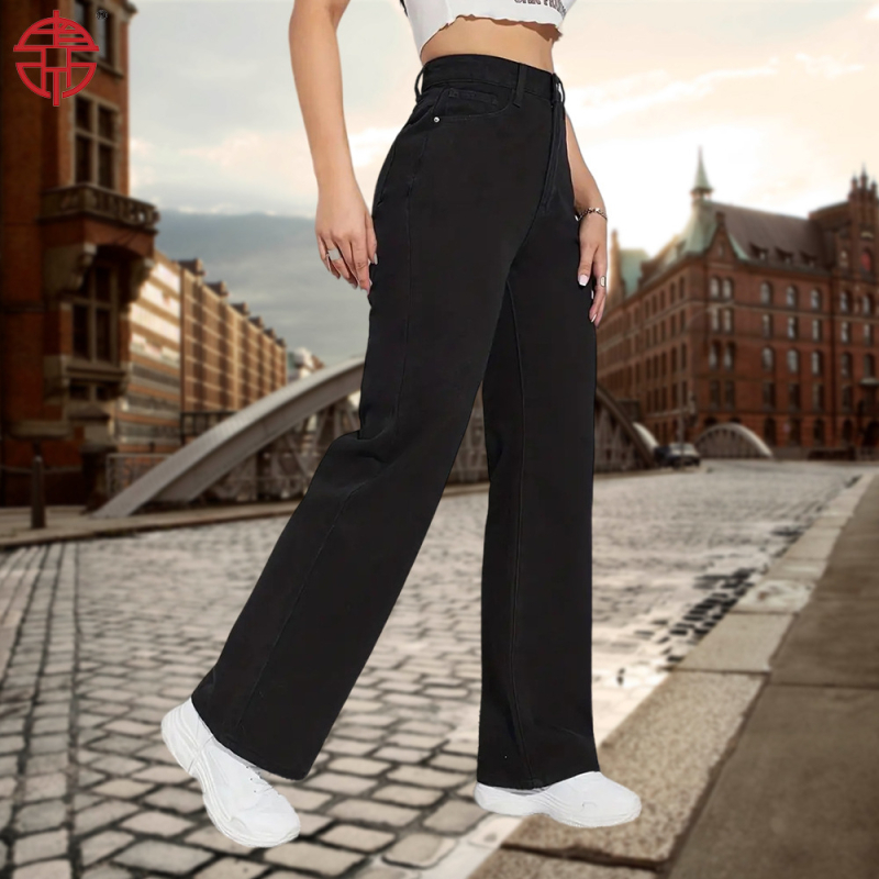 [Spot] Ευρωπαϊκό και Αμερικανικό Εξωτερικό Εμπόριο Διασυνοριακά Τζιν Γυναικεία Μαύρα Κλασικά Ίσια Παντελόνια Τζιν All-match ΤΖΙΝ